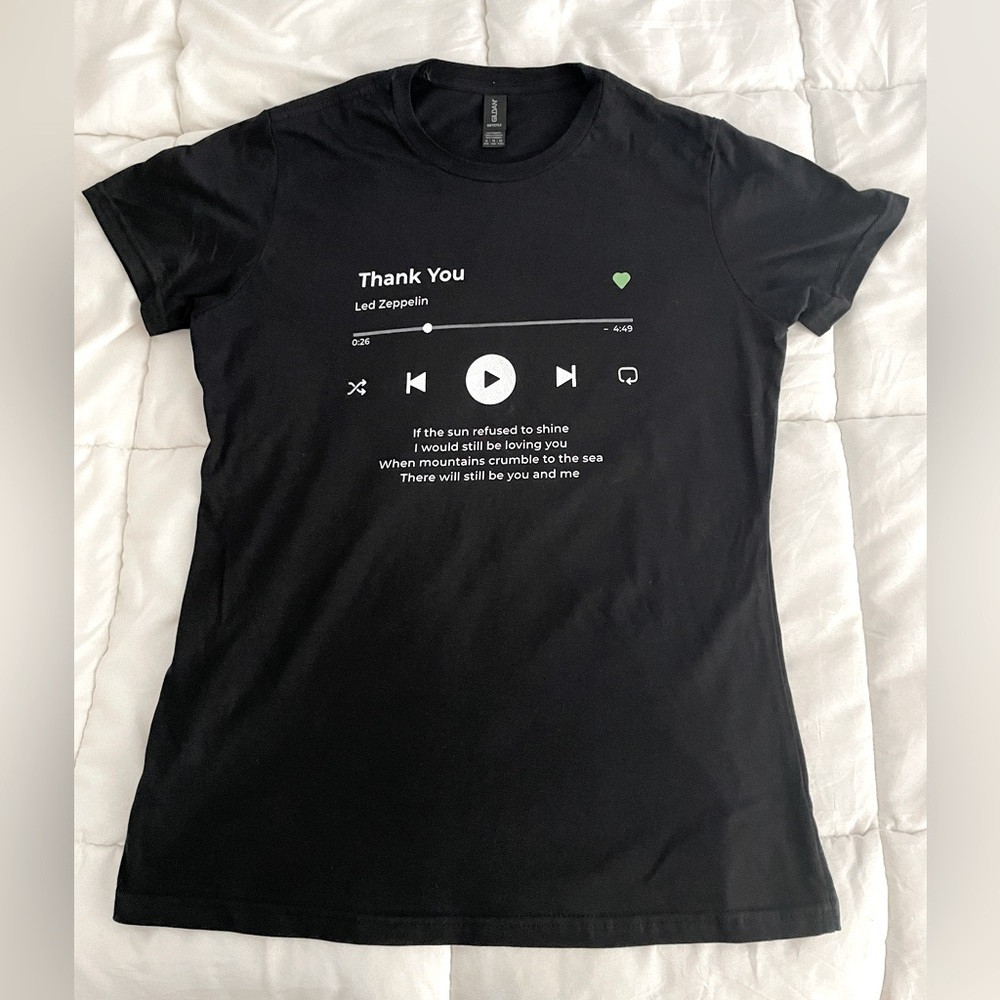 Led Zeppelin Custom "Thank You" Lyrics T-Shirt NWOT